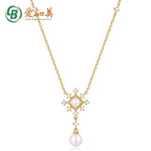 925 Perlas De Porcelana al por mayor-Amor como hermoso diseño minoritario estilo chino palacio perla collar hembra plata esterlina collarbone cuello cadena