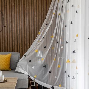 Vorhangsvorhänge bestickte geomerentische Sheer Vorhänge für Kinder Jungen Kindergarten Transluzente Nordische Art Bucht Fensterbehandlung Tende ZH038C