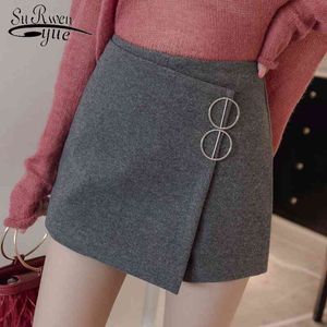 Fashion Woolen Korean Style High Waist and Wide Legs A-shaped Skirt Pants De Mujer Trousers Women Streetwear 7400 50 210521