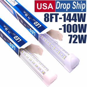 8FT 85 V-265 V T8 LED Tüp Işık 3ft 4ft 5ft 6ft 28 W 36 W 45 W 56 W 72 W 100 W 144 W 7200LM 10000LM 14400LM Kapı Soğutucu Bağlantılı Yüzey Montaj Işıkları