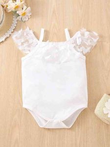 Bebê contraste borboleta applique malha frio ombro bodysuit ela