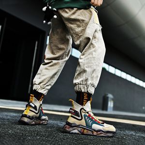2021 высокие носки кроссовки много желтых больших размеров дышащая поверхность повседневная обувь корейская версия мужская мода попкорн мягкие подошвы спортивные путешествия мужские тапки 39-46