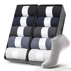 Pairs/Lot Bamboo Fiber Short Tube Men's Socks Set Spring Designer Checkered Business Dress Black Male Original Gifts