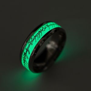 Kreativ design Rostfritt stål Cool fluorescerande ring för män Kvinnor med brevfinger Ringar Partiellt pris