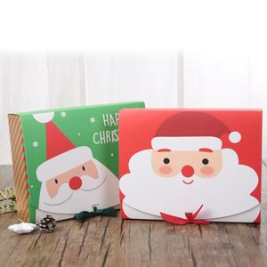 Scatole di imballaggio per confezioni regalo di Natale Borsa 31 * 25 * 8 cm 24 * 19,5 * 7 cm Carta Babbo Natale Pupazzo di neve Caramelle Biscotti Confezione di nastri Xms Scatole; Decorazioni per feste adorabili