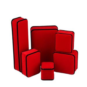 Square Shape Velvet Jewelry Packaging Holder Red Black Color Boxes For Pendant Necklace Bracelets Ring Earring Case Decor