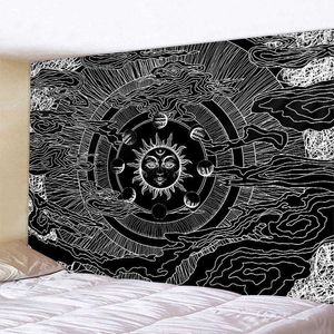 Cute Psychedelic Twarz Gobelin Charakter Gwiaździste Niebo Psychedelic Wall Wiszące Hippie Czeski Mandala Art Decoration 210609