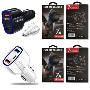 3,5 A USB QC3.0 PD Typ-C 3-Port-Autoladegerät mit Einzelhandelsverpackung, Schnelllade-Fahrzeug-Netzteil für iPhone, Xiaomi, Samsung, Universal-Ladegeräte