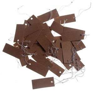 Jewelry Pouches Bags x13mm Rectangular Paper Price Tag Brown Blank String Watch Display Cards Promotion Label For Sales