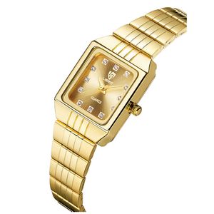 ゴールドステンレス鋼の時計女性の高級時計レディース腕時計レモートムハーレリーゴーフェミニーノ女性ブレスレット8808