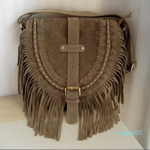Cross Body Women Crossbody Bags Suede Handbags Female Shoppers Purses Fashion Casual Solid Color Large Capacity Tassel Weave Flap