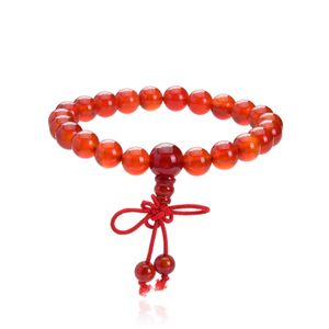 Tamanho 8mm Natural Gemstone Cornalnelian Red Beads Bracelet com Chine Nó Dign Bracelete.