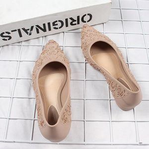 Sandálias verão mulher chuva sapatos para mulheres moda primavera retro fretwork rosa flats jelly drive balé liso casual mocassins borracha