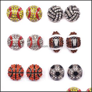 Sports Ball Shape Stud Softball Basketball Volleyball Bowling Baseball Football Rugby Bling Crystal Earrings For Women Jewelry Drop Delivery