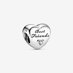 Gioielli firmati Bracciale in argento 925 Charm Bead fit Pandora Lucido Good Friends Heart Slide Bracciali Perline Charms stile europeo Perline Murano