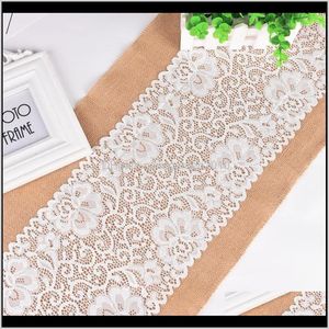 30x180cm Lace Burlap Jute Runner Party Decoration Solid Color Linen Table Runners Wen4468 REZYJ 1ZWK4