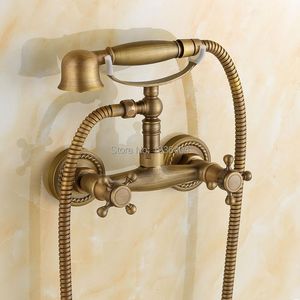 Wholesale telephone classic for sale - Group buy Telephone Set Shower Faucet Antique Brass Classic Handshower Elegant Mixer Taps SF1009 Bathroom Sets