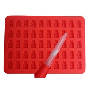 Silicone Gummy Bear Doces Moldes Chocolate Gummy Moldes com 1 gotejadores Nonstick Food Grade Silicone GGA4304