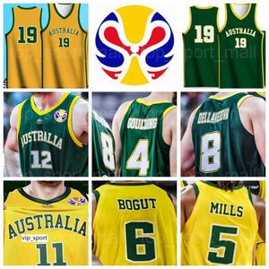 2019ワールドカップチームバスケットボールジャージー5パティミルズ12 Aron Baynes 8 Matthew Dellavedova 6 Andrew Bogut 11 Power Forward Landale Aodaliya