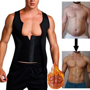 Neoprene calore Trapping Shirt Sweat Body Body Shaper Vest Vita Allenatore Sauna Effetto Shapewear Compression Tank Top Tummy Cincher Belt Forma da uomo