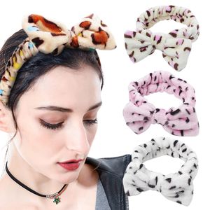 Woman Wash Face Hair Band Solid Color Bow Headband Shower Bowknot Turban Coral Fleece Head Wrap Spa Make Up Headbands Hairs Accessories wmq1297