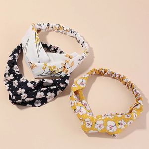 Frauen Stirnband Kreuz Top Knoten Elastische Haarbänder Boho Floral Bandage Headwrap Twisted Haarband Haar Zubehör