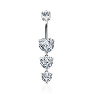 S925 Серебряное сердце Belly Button Cont 14G CZ Navel Barbell Пирсинг Ювелирные Изделия для Женщин и Девочек