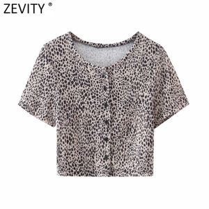 Women Fashion Leopard Print Short Slim Blouse French Female Basic Sleeve Casual Shirts Chic Chemise Tops LS9164 210420