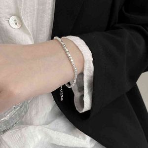 Japan and South Korea Autumn Winter New S925 Sterling Silver Heavy Industry Coin Bracelet Female Minority Design Versatile