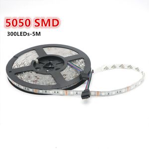 RGB LED Pasek Light 5M 300LEDS SMD 5050 Elastyczne DC 12V Diode Diode Drut na zewnątrz Lampa świąteczna