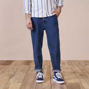 Herbst Lose Tapered 100% Baumwolle Knöchel-Länge Jeans Männer Casual Plus Größe Streetwear Denim Hosen 211108