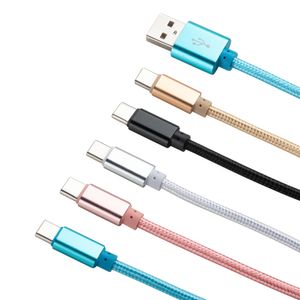 1m 2m 3m flätade kablar Micro USB-typ C Data Sync Laddning Laddare Kabel för Samsung Xiaomi HTC LG Android Telefon