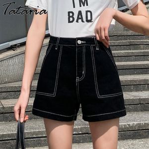 High Waist Shorts Women Summer Chic Loose Vintage Denim for Wide Leg Streetwear Ladies Harajuku Mini Jeans 210514