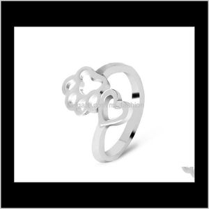Solitaire anéis jóias jóias pata pata pegada anel de coração para proprietários de animais de estimação minimalista jóias entrega entrega 2021 hyt