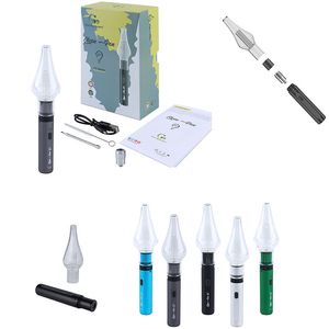 Ren penna 2 i 1 förångare vax blomma elektroniska cigaretter kit atomizer 1000mAh batteri justerbar variabel torr ört starter kit glas bong vape