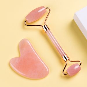 Rose Quartz Jade Roller Massager Aliviar linhas finas rugas musculares relaxar facial beleza beleza cuidados com a pele cuidados com a pele ferramentas