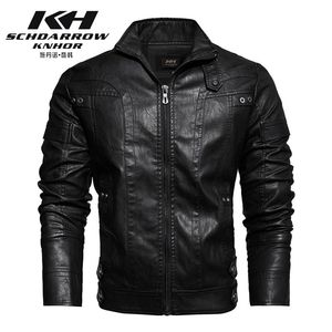 Autumn Winter Men's Motorcycle Leather Jacket Lining with Velvet Leather Coat 211111