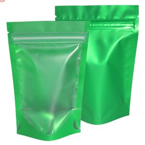 Eco-friendly in alluminio foglio mylar bags trasparente stand anteriore alto snack sacchetti matte ziplock stoccaggio riciclabile 100pcs / packhigh qty