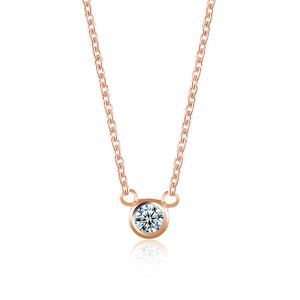 Fashion Simply Small Round Cubic Zirconia Gold/Silver Color Pendant Necklace Jewelery For Women Gift