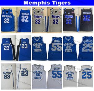 NCAA 2021 Memphis Tigers 32 James Wiseman College Basketball Jerseys Vintage 23 Derrick Rose Memphis State 25 Penny Hardaway 55 Lorenzen Wright Stitched Shirts