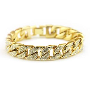 Mens Lyed Out Gold Chain Braclets Серебряная Miami Cuban Link Chribes Bracte Мода Хип Хоп Ювелирные Изделия