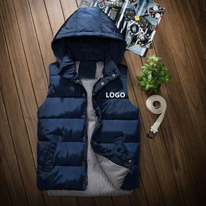 Men Custom Vests Jackets Fashion Trend Hip Hop Sleeveless Zipper Hooded Vest Coats Designer Teenager Winter Casual Slim Waistcoat Outerwear