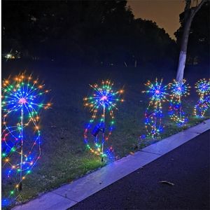 Lampy słoneczne 200 diod LED fajerwerki oświetlenie ogrodowe 8 trybów oświetlenia Starburst migoczące kije stawka na boże narodzenie Party Pathway Yard Decor