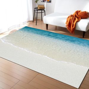 Mattor Sunshine Beach Wave Mönster för vardagsrum Sovrum Area Rug Kids Play Mat 3D Tryckt hem Stor matta