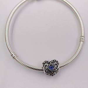 Annajewel سبتمبر توقيع Heart Birthstone 925 Sterling Silver Beads تناسب أساور مجوهرات الباندورا الأوروبية 791784SSA هدية عيد ميلاد