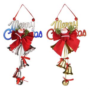 Feliz Natal Árvore do Papai Noel Bowknot Ornament Ornament Xmas Decoração Bowknots Pingente com Bell Festival Party Decoração pendurada Ornamentos BH4954 TYJ