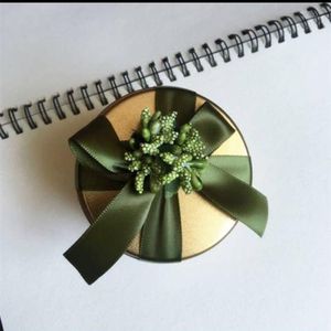 Gift Wrap 50st/Lot Green Golden Red Tinplate Sweet Love Iron Candy Box Creative With Knot Ribbon Flower for Party