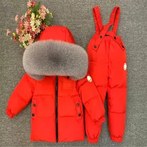 Çocuk Kayak Ceketleri Çocuk Kayak Aşağı Ceket Ve Pantolon Tulum Bebek Erkek Kızlar Için Tulum Takım Elbise 0-12 Y Snowsuit Toddler Giyim Coat