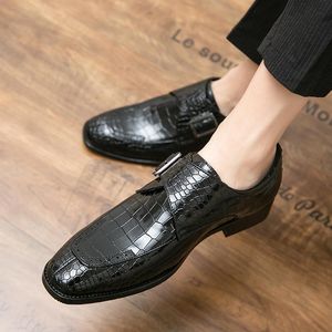 Fashion designer Beef tendon bottom wedding Shoes for Men belt buckle flat Man Party dress Formal prom business Footwear large size :US6.5-US13