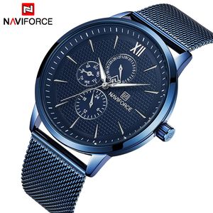 Naviforce 패션 브랜드 남성 육군 군사 시계 망 캐주얼 스포츠 쿼츠 손목 시계 남성 방수 크로노 그래프 시계 210517